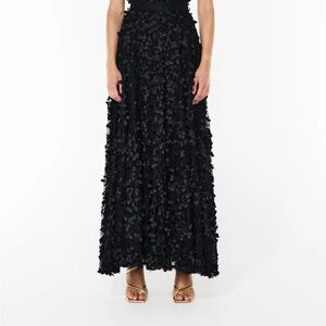 Chic Black Textured Maxi Skirt